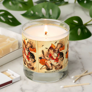 Vintage Halloween Girl And Black Cat Scented Candle