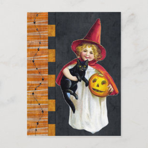 Vintage Halloween Girl Postcard