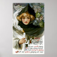 Vintage Halloween Girl Poster