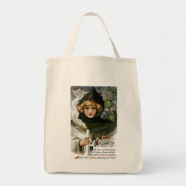 Vintage Halloween Girl Tote Bag (Front)