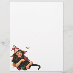 Vintage Halloween, Girl Witch with Black Cat Flyer
