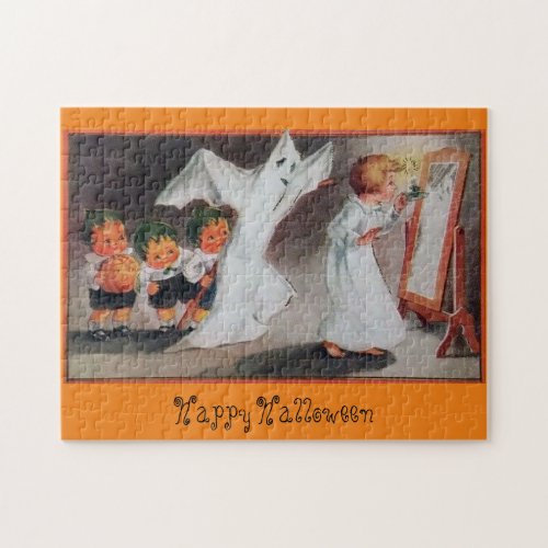 Vintage Halloween Girl with Candle Jigsaw Puzzle