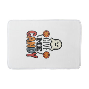 Vintage Halloween Give Me Candy Ghost Shirt Design Bath Mat