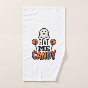 Vintage Halloween Give Me Candy Ghost Shirt Design Hand Towel