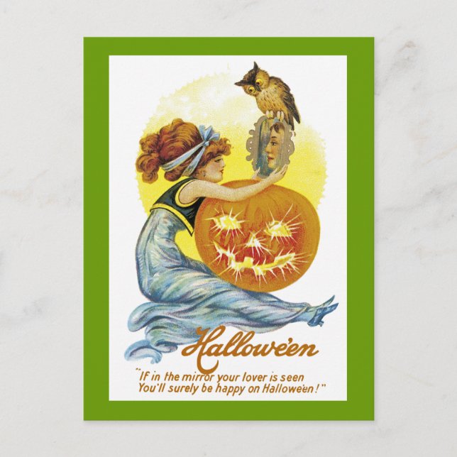 Vintage Halloween Glamour Postcard (Front)
