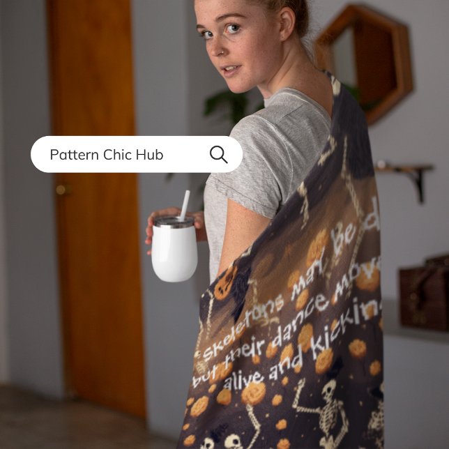 Vintage Halloween Gothic Skeleton Dance Modern  Fleece Blanket (Creator Uploaded)