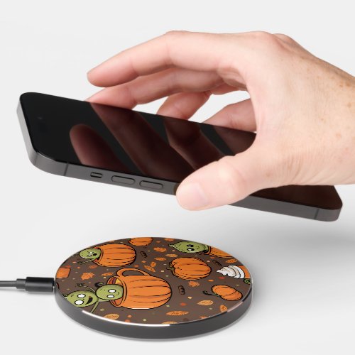 Vintage Halloween Gourd Gang Party Wireless Charger