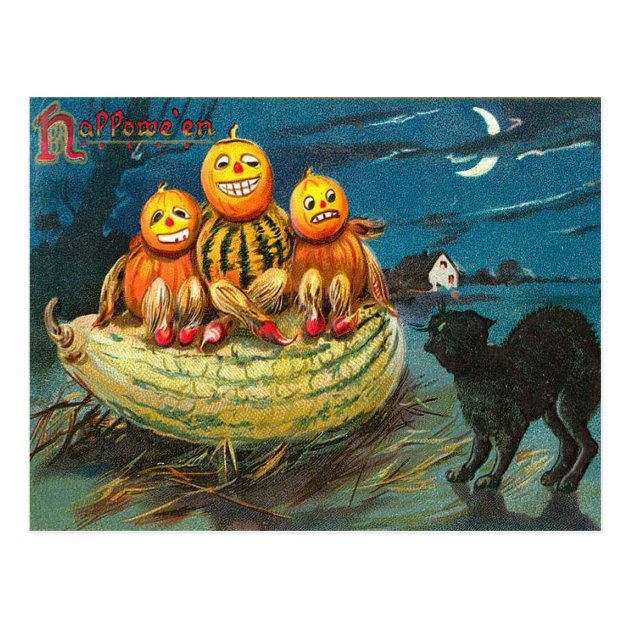 Vintage Halloween Gourds, Hallows Postcard