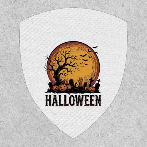 Vintage Halloween Graveyard Bat Moon Art_1 Patch