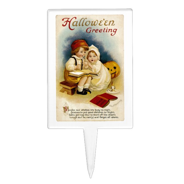 Vintage Halloween Greeting Cake Topper (Front)