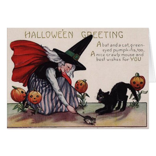 Vintage Halloween Greeting Card (Front Horizontal)