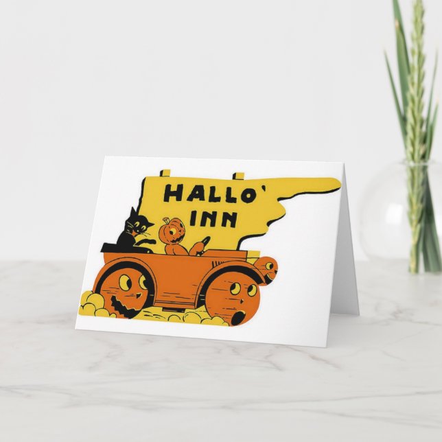 Vintage Halloween Greeting Card - Hallo'Inn (Front)