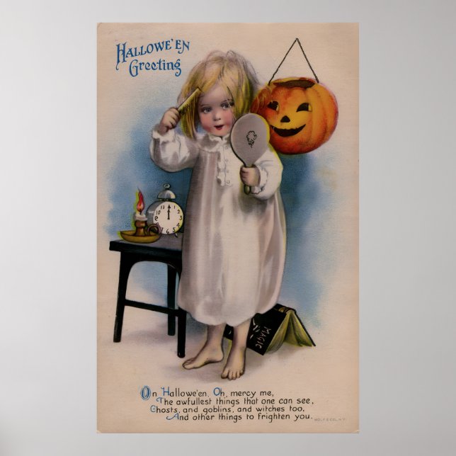 Vintage Halloween Greeting Card Poster (Front)
