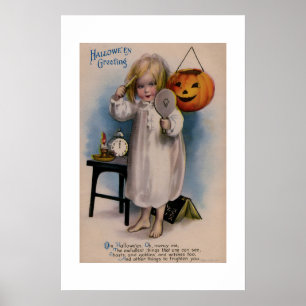 Vintage Halloween Greeting Card Poster
