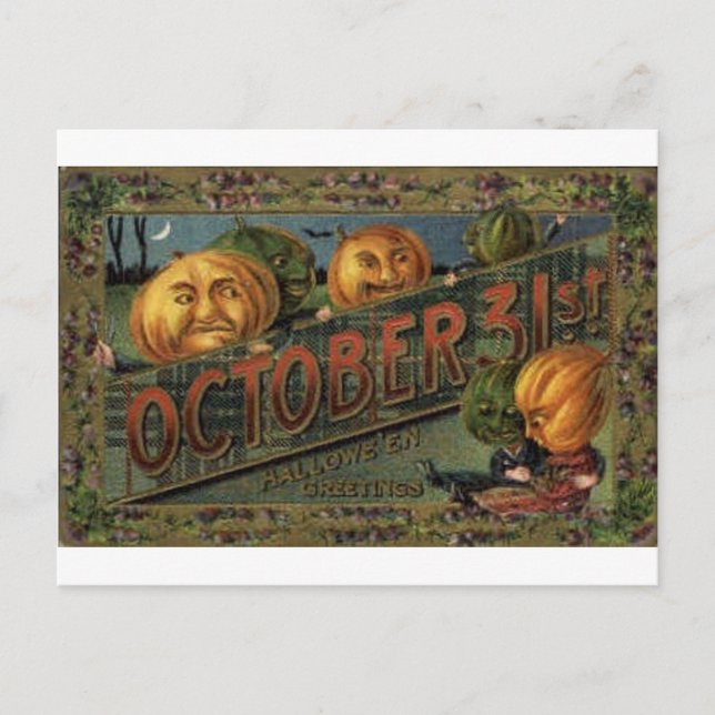 Vintage Halloween Greeting Cards Classic Posters (Front)