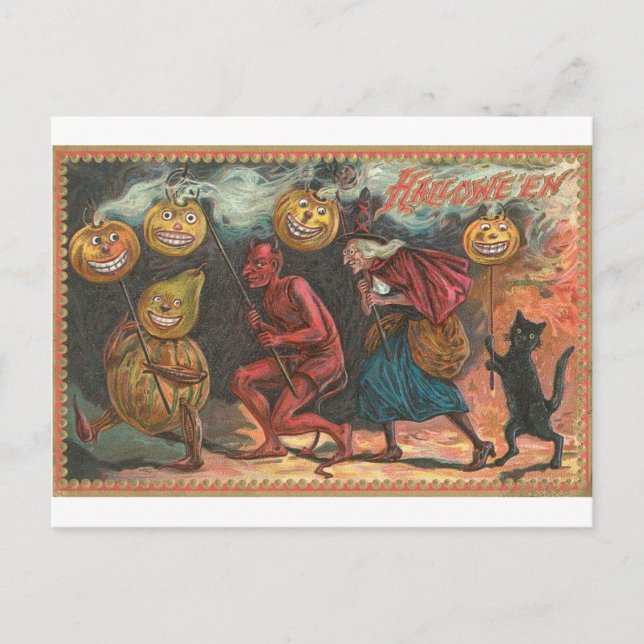 Vintage Halloween Greeting Cards Classic Posters (Front)