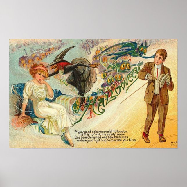 Vintage Halloween Greeting Cards Classic Posters (Front)