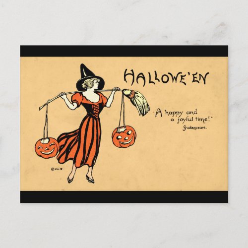 Vintage Halloween Greeting Postcard