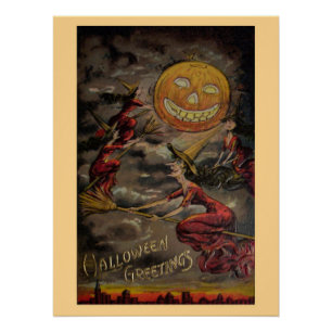 Vintage Halloween Greeting Poster
