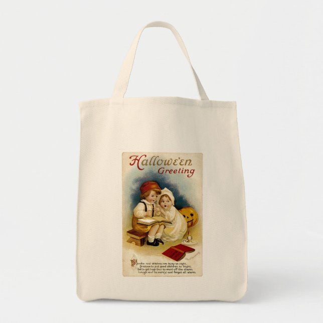 Vintage Halloween Greeting Tote Bag (Front)