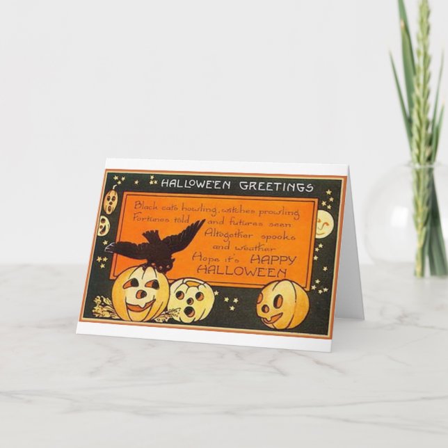 Vintage Halloween Greetings Card (Front)