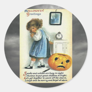 Vintage Halloween Greetings Classic Round Sticker