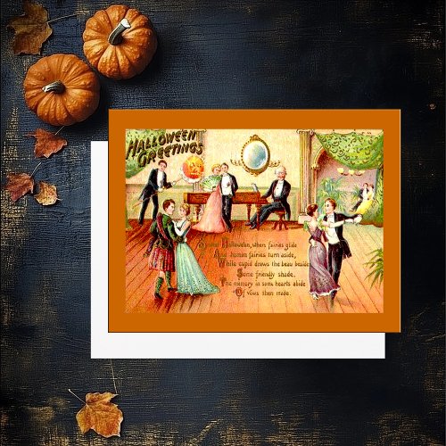 Vintage Halloween Greetings Dancing Postcard