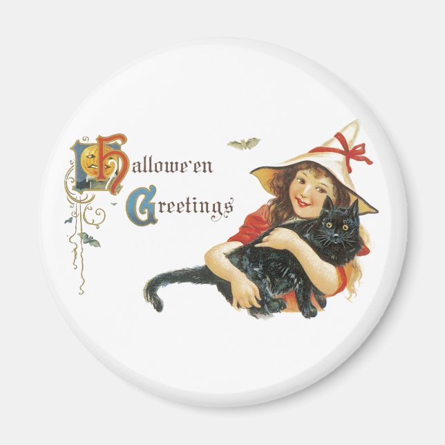 Vintage Halloween Greetings Magnet (Front)