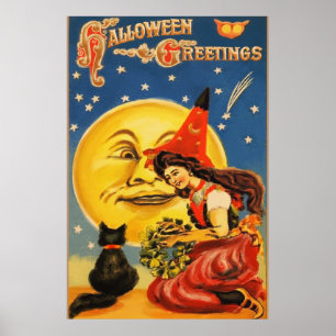 Vintage Halloween Greetings Poster
