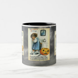 Vintage Halloween Greetings Two-Tone Coffee Mug