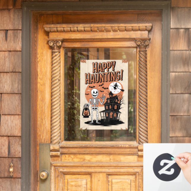 Vintage Halloween - Happy Haunting Window Cling (Home Door)