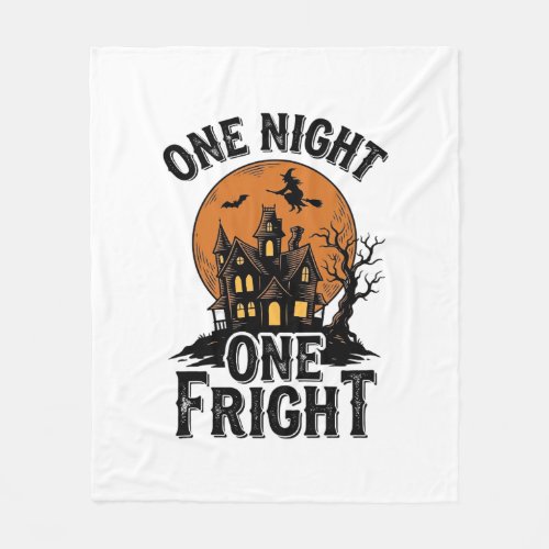 Vintage Halloween Haunt Witch Moon Graphic_1 Fleece Blanket