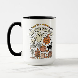 Vintage Halloween Haunted Gathering Illustration Mug