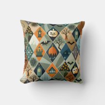 Vintage Halloween Haunted House Diamond Pattern
