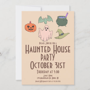 Vintage Halloween Haunted House Hand  Invitation