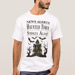 Vintage Halloween Haunted House News Alerts T-Shirt
