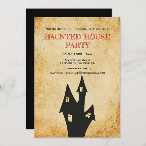 Vintage Halloween Haunted house party Invitation