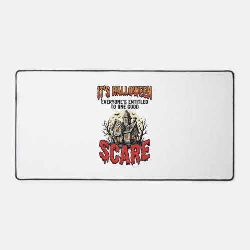 Vintage Halloween Haunted House Scare Shirt Design Desk Mat
