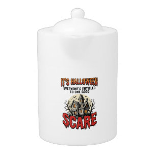 Vintage Halloween Haunted House Scare Shirt Design Teapot