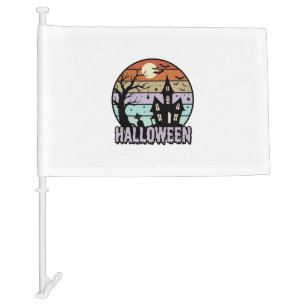 Vintage Halloween Haunted House Shirt Design_1 Car Flag