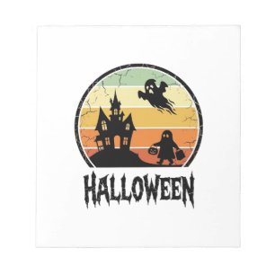 Vintage Halloween Haunted House Sunset Shirt Desig Notepad