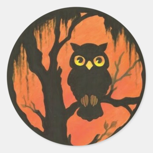 Vintage Halloween Hoot Owl Stickers