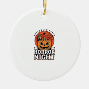 Vintage Halloween Horror Night Pumpkin Shirt Desig Ceramic Ornament