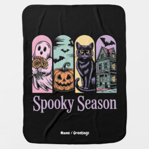 Vintage Halloween Horror Spooky Season Cute Creepy Baby Blanket
