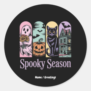 Vintage Halloween Horror Spooky Season Cute Creepy Classic Round Sticker