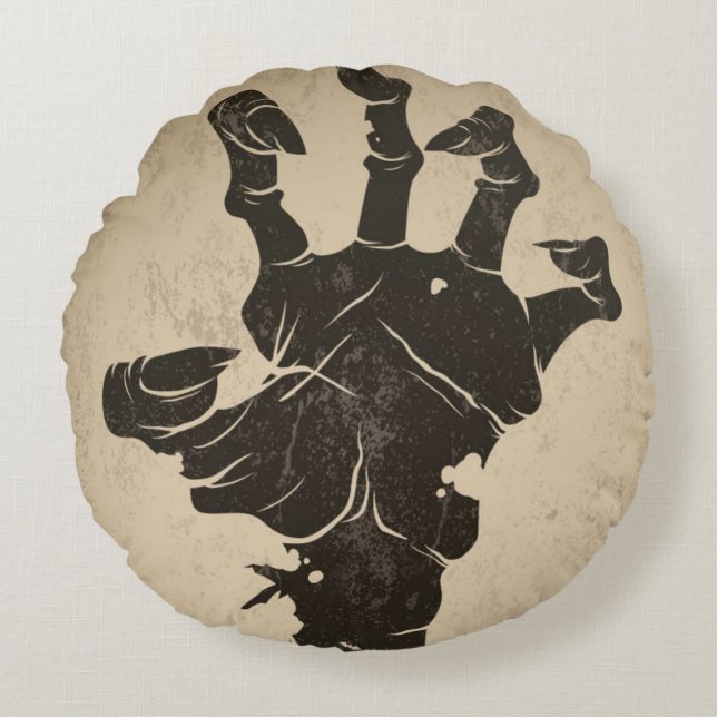 Vintage Halloween Icon - Zombie Hand Round Pillow (Front)