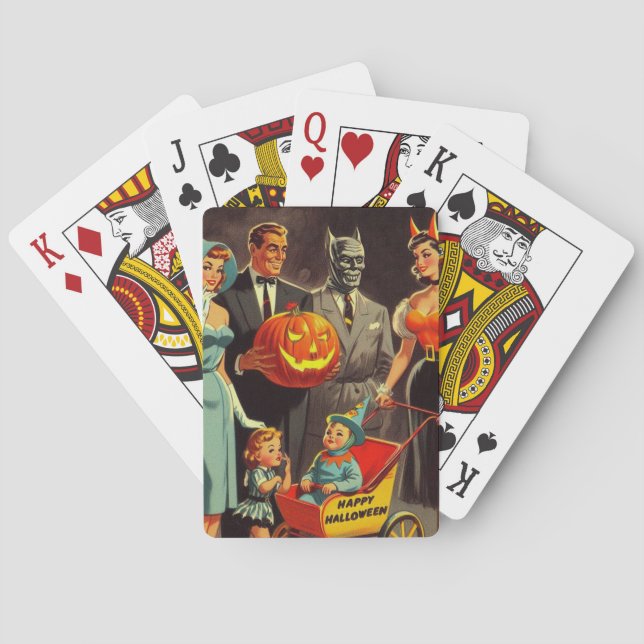 Vintage Halloween Illustration Poker Cards (Back)