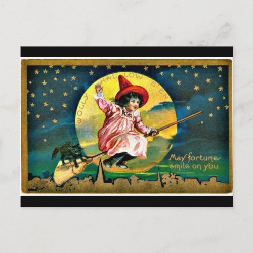 Vintage Halloween Illustration Postcard