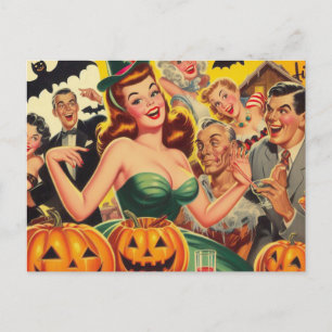 Vintage Halloween Illustration Postcard