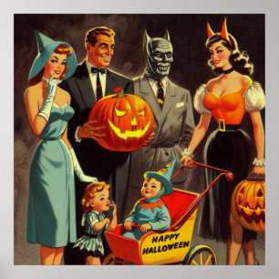 Vintage Halloween Illustration Poster